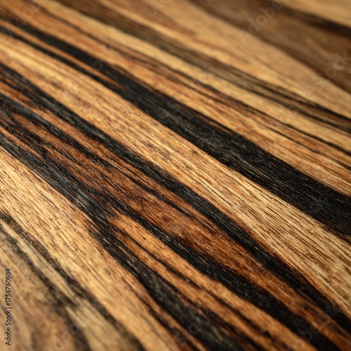 Close-Up View of Exotic Wood Grain with Unique Patterns and Texture