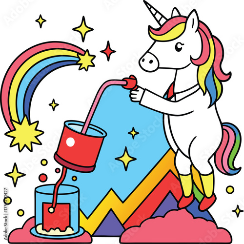 Magical unicorn investor transforms toxic red market water into clean solutions with rainbow power