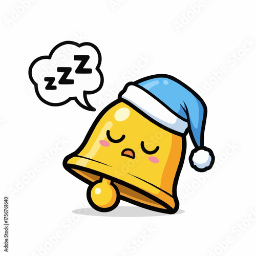 A cartoon bell character wearing a sleeping cap, with a "ZZZ" thought bubble, indicating sleep.