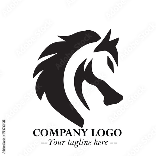 Elegant horse head logo design for company branding