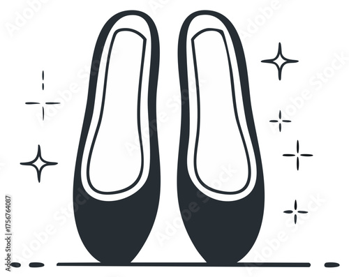 Graceful ballet shoes vector illustration with sparkling accents, embodying beauty, performance, and feminine fashion.