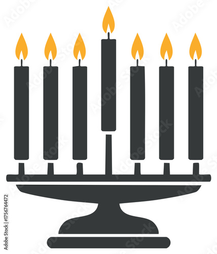 Iconic Seven Branch Menorah with Burning Candles Ancient Jewish Religious Symbol of Light and Spirituality