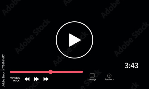 Simplified media player interface design for streaming content with play, pause, and progress bar elements