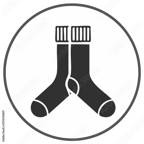 Minimalist Icon of Two Black Socks Inside a Circle