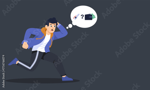 the boy is in a hurry