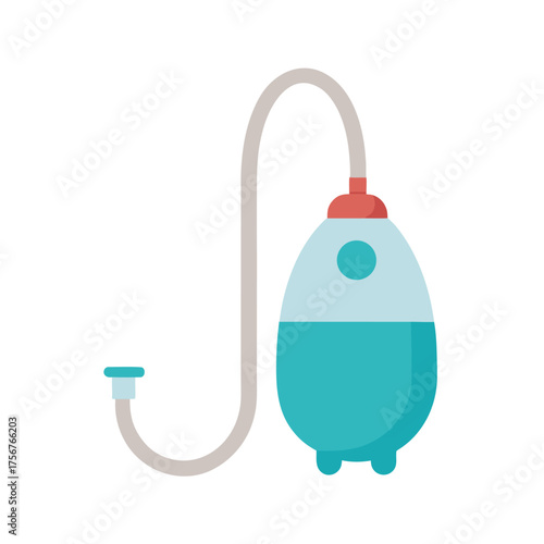 Medical Fluid Bag with Tube and Red Cap on White Background intravenous