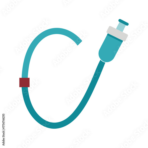 Medical Infusion Tubing with Teal and Red Accents on White Background tube