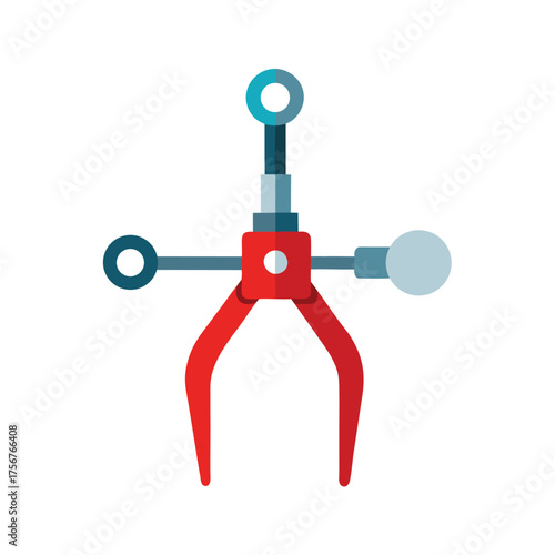 Red and Blue Caliper Tool Flat Design Icon Keywords: caliper, tool, measurement, precision