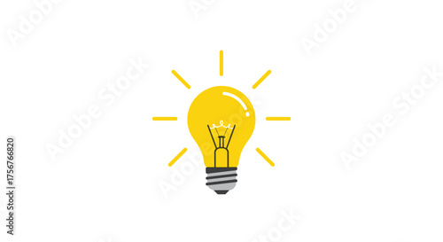 A glowing yellow light bulb with radiating lines.