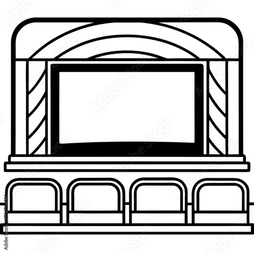 Classic Movie Theater Icon, a Cinema Auditorium Line Art Vector