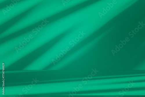 Wall interior background, studio and backdrops show products. with leaf shadow leaf from window color green and white. background for text insertion and presentation of product	