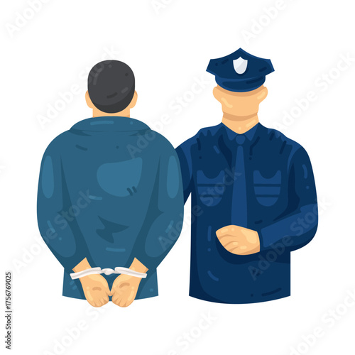Illustration of Policeman Arresting Criminal