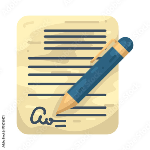 Illustration of Signed Document with Pen