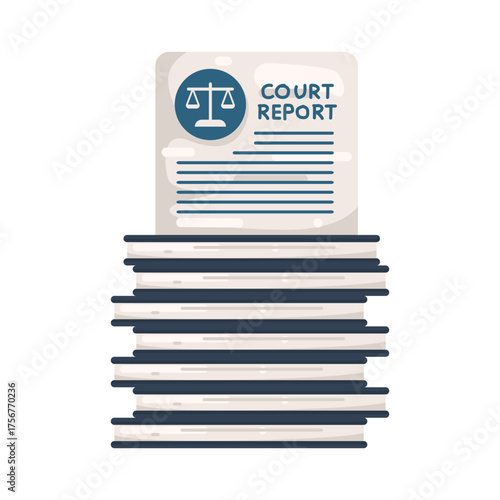 Illustration of Court Report Document Stack 