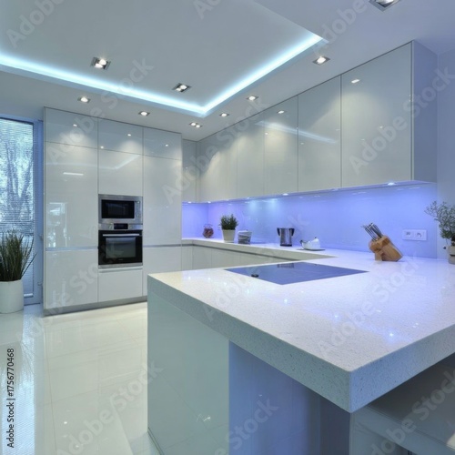 Modern Bright Kitchen with Sleek Cabinets and Elegant Countertops