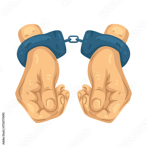 Illustration of Hands Cuffed with Handcuffs