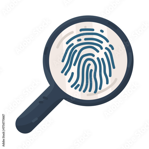 Illustration of Magnifying Glass Examining Fingerprint 