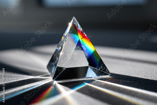 Abstract prism with rainbow light symbolizing vision