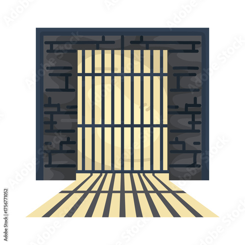 Illustration of Jail Cell with Metal Bars