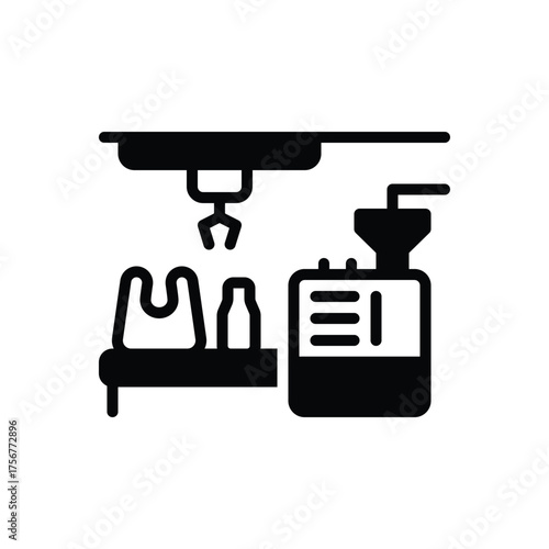 Black solid icon for plastics production