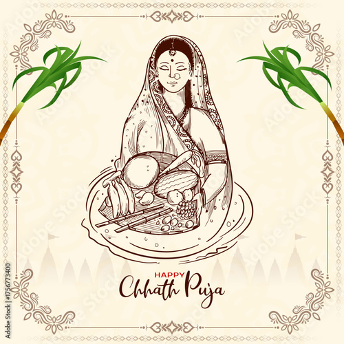 Happy Chhath Puja cultural Indian festival auspicious background