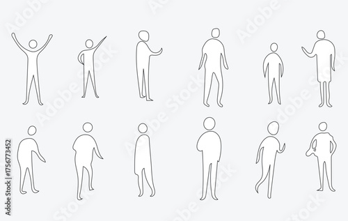 Sketch people illustrations, Hand drawn, set elements for architecture and landscape design. Floor Plans, Sections, Elevations. people vector illustration.