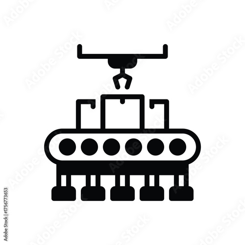 Black solid icon for batch manufacturing