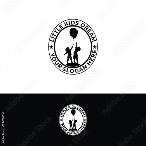 Logo design of a child reaching for a balloon