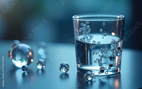 Wallpaper Mural Horizontal banner with glass model of molecule. High quality Torontodigital.ca