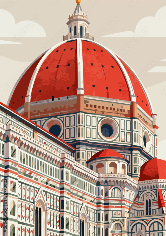 Fototapeta premium European architecture and scenery, vector graphics