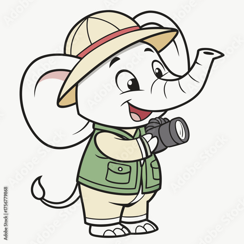 cute elephant, wildlife photographer with a camera looking for new adventures