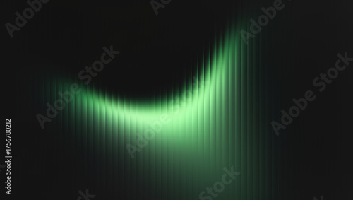 Illustration of abstract background with green light trail in dark environment with blur effect