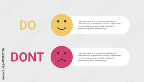 Infographic comparison of do's and don'ts with smiley icons