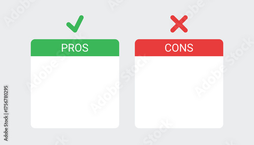 Blank table comparison design template infographic pros vs cons