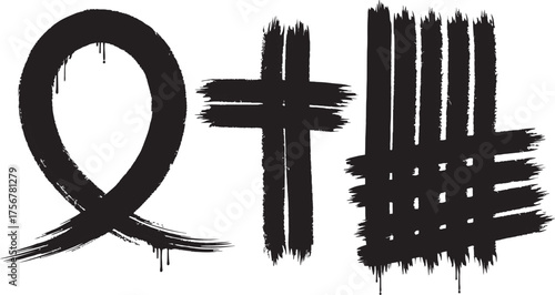 Hand drawn question mark equals symbol tally marks artistic brush stroke symbols graphic element vector