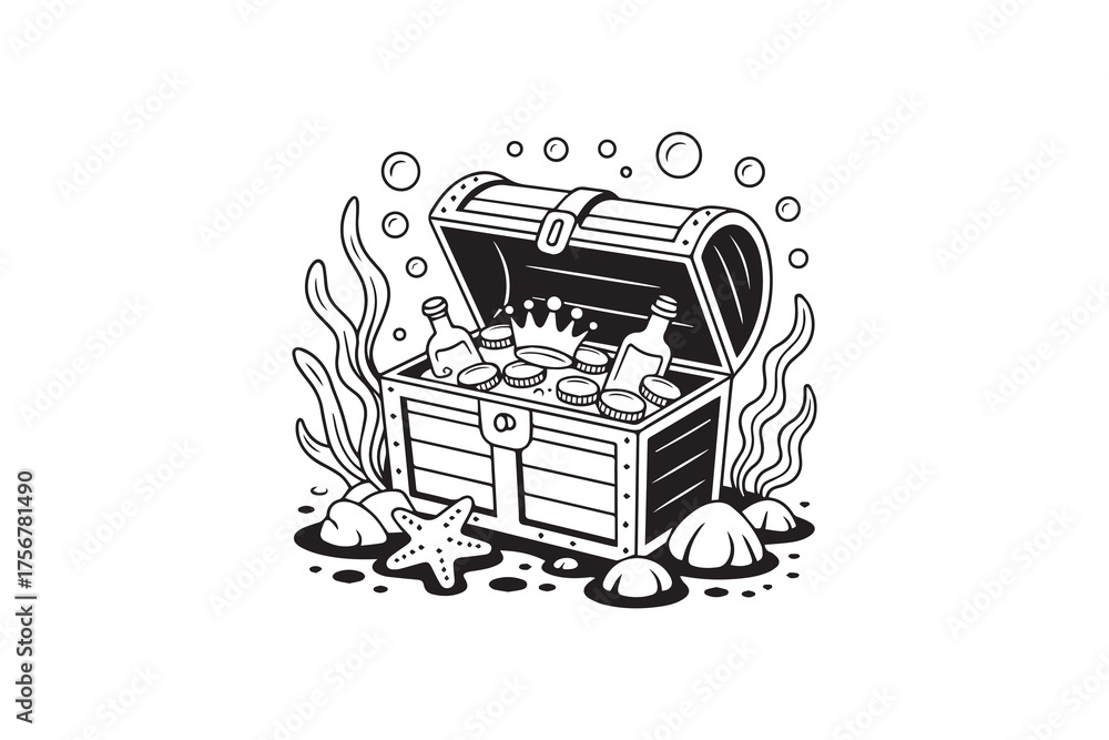 Obraz premium Treasure Chest Illustration Vector