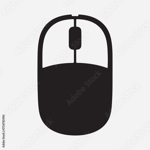 Black computer mouse icon on a light gray background