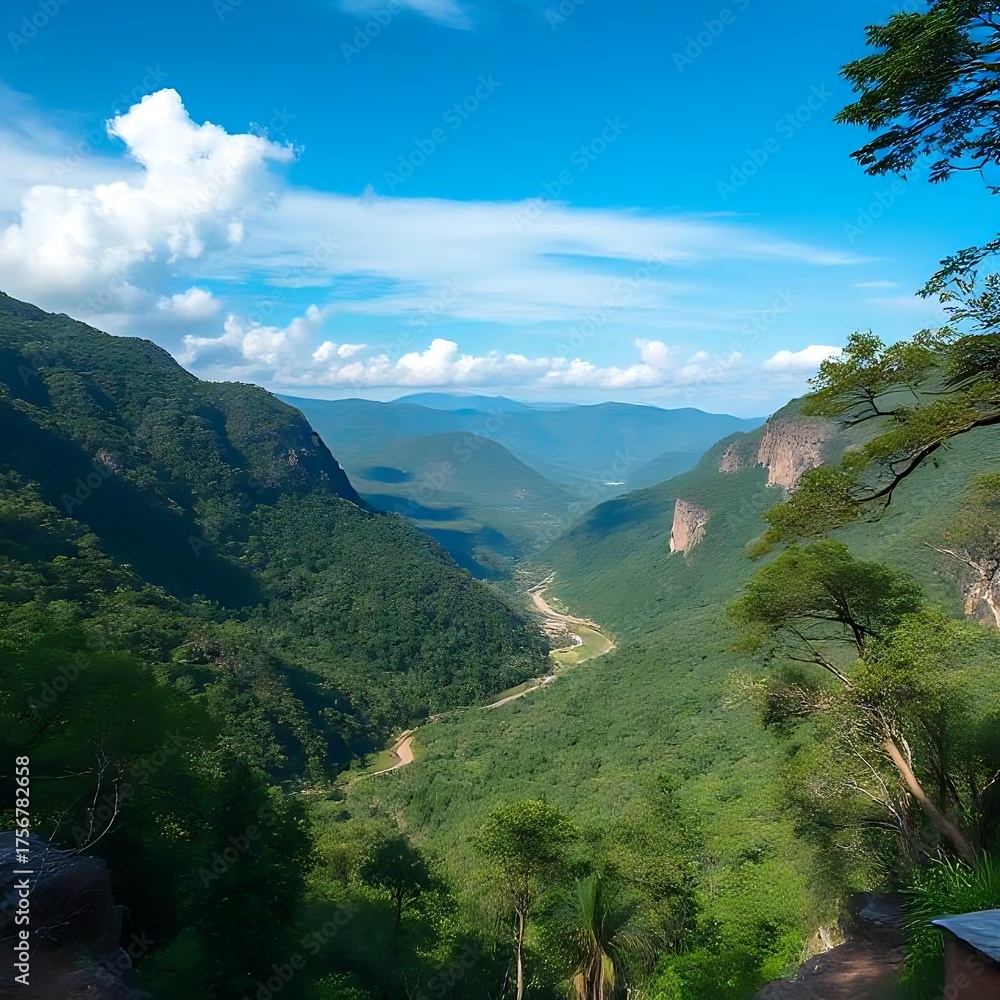 Naklejka premium mountain landscape with river