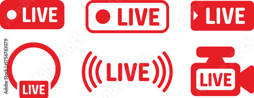 Collection of live stream symbols for social media and broadcasting platforms