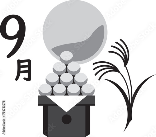 カレンダー季節のイラストアイコン　9月