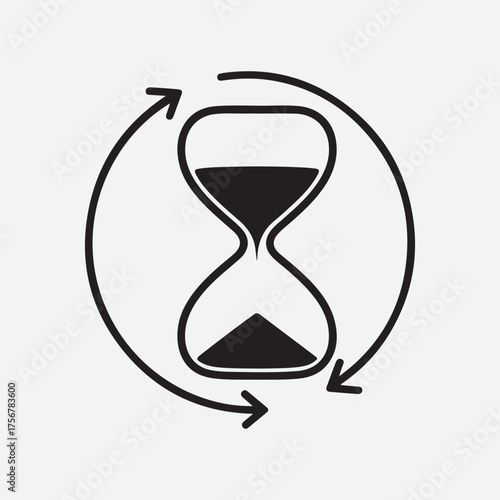 Hourglass with Circular Arrows Icon Symbolizing Time and Cycles