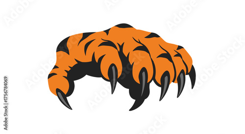Aggressive tiger claw attack icon symbol sharp deadly pouncing predator big cat jungle beast wildlife nature fierce power roaring threat danger isolated on white background
