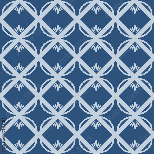 Japanese Flower Motif Diamond Vector Seamless Pattern