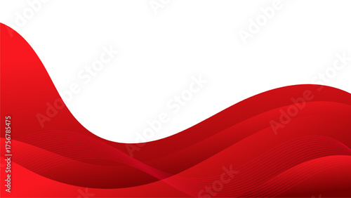 Bold Red Wave Abstract Border on White Background