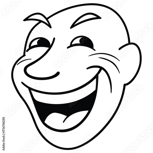 A joyful face with closed eyes and wide open mouth