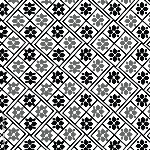 Vector Cute Ornamental Seamless Pattern. Geometric Flower Stylish Texture. Abstract Retro Tile Texture.