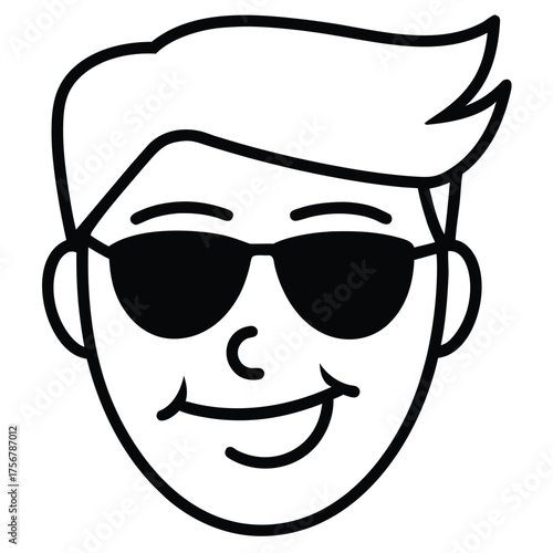 Minimalist cool face with tilted sunglasses graphic