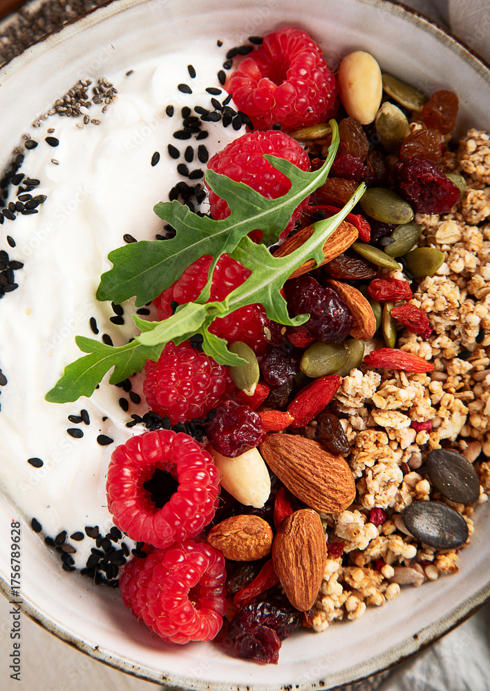 Fototapeta premium Healthy vegan breakfast. Diet concept.