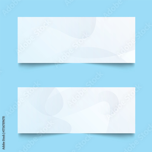 White background with abstract wave line set. White modern abstract wide banner with geometric shapes. 