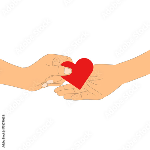interracial hand holding heart cartoon element